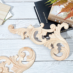 Artisanat d'applique onlay sculpté en bois massif naturel&nbsp;WOOD-FH0001-23