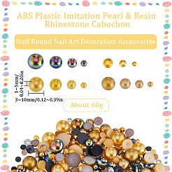 2 Beutel ABS-Kunststoff-Imitationsperle mit Harz-Strass-Cabochon&nbsp;MRMJ-SC0001-20C