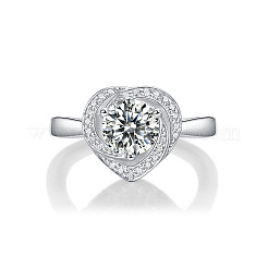 Bagues réglables en argent sterling plaqué rhodium avec pavé de moissanite de 925 mm pour femmes&nbsp;WG1784E-01