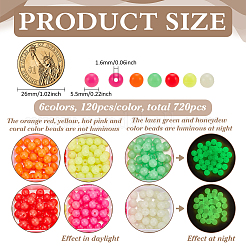 720 pièces 6 couleurs de perles en plastique&nbsp;KY-FG0001-20B