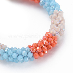 Braccialetto elastico intrecciato con perline di vetro all'uncinetto&nbsp;BJEW-T016-08F