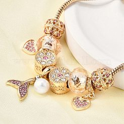 Charm-Armbänder aus europäischen Perlen aus Legierung&nbsp;BJEW-F495-10G