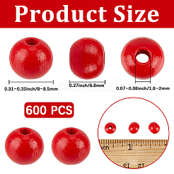 Sprühlackierte runde Perlen aus natürlichem Schima-Holz&nbsp;WOOD-PA0001-81A-01