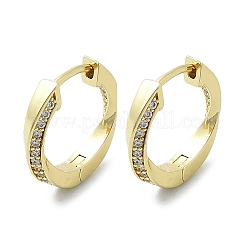 Pendientes de aro con micropavé de circonita cúbica transparente y latón retorcido&nbsp;EJEW-D311-006G