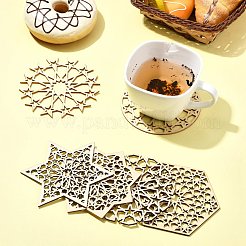 12 pièces 6 styles de tapis de tasse en bois&nbsp;AJEW-CJ0001-37