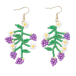 Orecchini pendenti con perline di vetro a forma di fiori e frutta&nbsp;EJEW-MZ00533-03