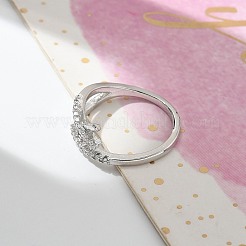 Bagues manchettes en zircone cubique transparente en forme de lettre X&nbsp;RJEW-G337-09P