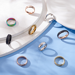 10 anillo de acero inoxidable 201 liso de 5 colores para hombres y mujeres.&nbsp;RJEW-DC0001-03B
