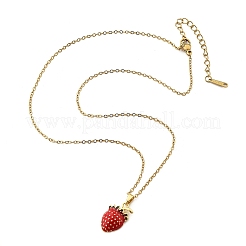 Colliers pendentifs en laiton micro pavé de zircons cubiques en forme de fraise pour femmes&nbsp;NJEW-S448-01G