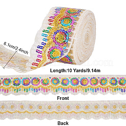 Ruban de dentelle à paillettes arc-en-ciel en polyester&nbsp;DIY-WH0632-66A