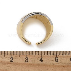 Bagues de manchette en laiton avec micro pavé de zircone cubique transparente pour femmes&nbsp;RJEW-U041-23G