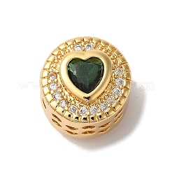 Perline europee in vero ottone placcato oro 18k con micro pavé di zirconi cubici&nbsp;KK-G511-01G