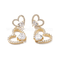 Clous d'oreilles en forme de cœur avec zircons cubiques transparents&nbsp;EJEW-M216-05G