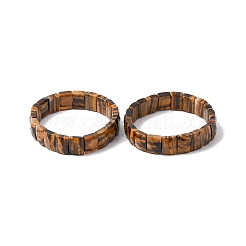 Braccialetti elastici rettangolari in perline di occhio di tigre naturale per donne e uomini&nbsp;BJEW-Z149-01B