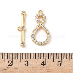 Messing Micro Pave klare Zirkonia Knebelverschlüsse&nbsp;KK-D504-06G