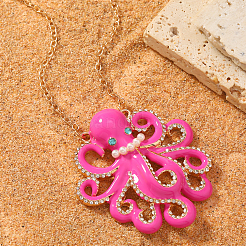 Ozean Strand Zinklegierung Pink Octopus Anhänger Halsketten für Frauen&nbsp;JW6397
