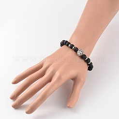 Stretch-Armbänder aus natürlichem Lavastein&nbsp;BJEW-JB02183-03