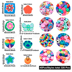 320pcs 8 Arten handgemachte Polymer-Ton-Perlen&nbsp;CLAY-TA0001-15