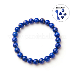 Lapis lazuli naturale perle rotonde si allungano i braccialetti&nbsp;BJEW-PH0001-8mm-02