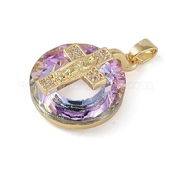 Micro pavé de zircone cubique en laiton avec pendentifs en verre&nbsp;KK-Q815-01G-02