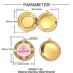 Medaillon-Anhänger aus emailliertem Edelstahl 304 zum Muttertag&nbsp;STAS-OY014-36G