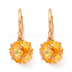 Orecchini a leva in argento con zirconi cubici a micro pavé di ottone&nbsp;EJEW-K300-58G-02