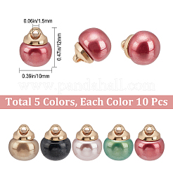 50 Stück 5 Farben ABS-Kunststoff-Imitationsperlen-Nähknöpfe&nbsp;FIND-GF0003-18