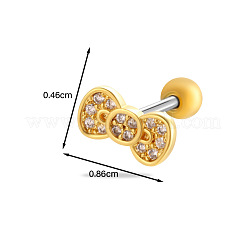 Orecchini a fiocco con micro pavé di zirconi cubici trasparenti in ottone e cartilagine&nbsp;WG7D5C2-08