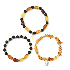 3 braccialetto con ciondoli in acciaio inossidabile 304 e ottone&nbsp;BJEW-JB14082