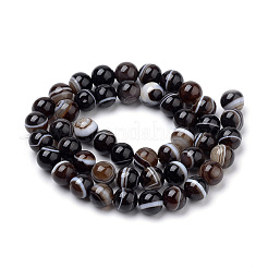 Chapelets de perles en agate à rayures naturelles/agates à bandes&nbsp;G-S259-04A-6mm
