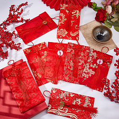 8 Stück 8 Stile Blumenstickerei Brokat Taschen&nbsp;ABAG-FH0001-18