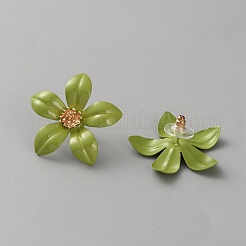 Boucles d'oreilles à tige en forme de fleur en fer et alliage émaillé&nbsp;EJEW-WH0033-57E
