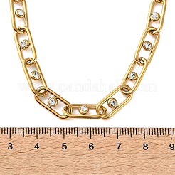 Halsketten aus Edelstahl 304 mit Strassen und Papierclip-Kette für Damen&nbsp;SA-CBA8C9C-09G