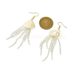 Orecchini pendenti in perle finte di conchiglia naturale&nbsp;EJEW-MZ00231