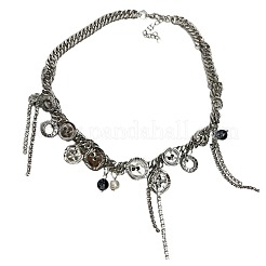 Chokerhalsketten mit Knopfquaste aus Legierung und Kunstperle für Damen&nbsp;FS-WG5819F-01