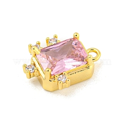Breloques rectangulaires en laiton plaqué micro pavé de zircone cubique&nbsp;KK-P277-23G-02