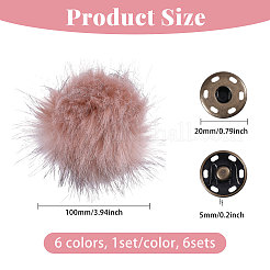 6 Stück 6 Farben weicher Pomponball aus Kunstfuchsfell&nbsp;DIY-CA0007-63