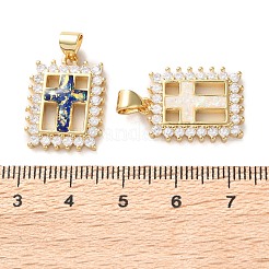 Pendenti in zirconi cubici trasparenti in micro pavè di ottone&nbsp;KK-S048-09G