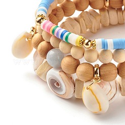 Ensemble de bracelets extensibles en perles heishi en argile polymère faits à la main&nbsp;BJEW-JB07355