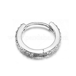 Boucles d'oreilles créoles en laiton avec micro pavé de zircons cubiques transparents&nbsp;WG0AF68-04