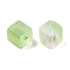 Perles de verre givrées avec poudre pailletée dorée&nbsp;X1-DGLA-NH001-8mm-01D