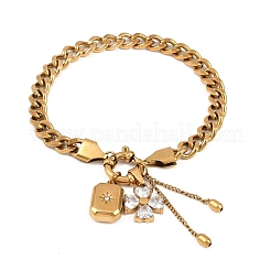 Bracelet en acier inoxydable 304 serti de micro-pavés de zircone cubique transparente&nbsp;BJEW-K297-01G