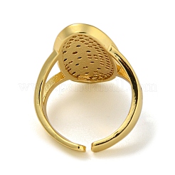 Ovale offene Manschettenringe aus Messing mit Blumen-Mikropflaster und Zirkonia für Damen&nbsp;RJEW-Z050-15G