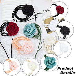 6 Stück 6 Farben Samt Blumenkragen Choker Halsketten Set&nbsp;NJEW-FI0001-09