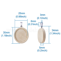 Hölzerne Anhänger Cabochon Fassungen&nbsp;WOOD-TAC0001-B-02