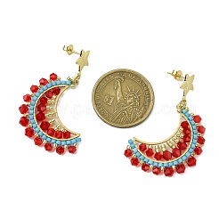 Pendientes colgantes de cuentas de vidrio hechas a mano con forma de luna&nbsp;EJEW-MZ00360-02