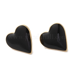 Orecchini a bottone in acciaio inossidabile 304 a forma di cuore per donna&nbsp;EJEW-I303-21G-02