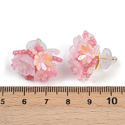 Orecchini a bottone in plastica e vetro a forma di fiore&nbsp;FS-WG119A6-01