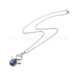 Ensemble de colliers pendentifs ange en pierres précieuses naturelles et synthétiques de 5 styles avec chaînes en acier inoxydable 304 pour femmes&nbsp;NJEW-JN04097