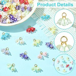 80 pieza de colgantes de perlas de plástico ABS con forma de flor de 8 colores&nbsp;PALLOY-CJ00075